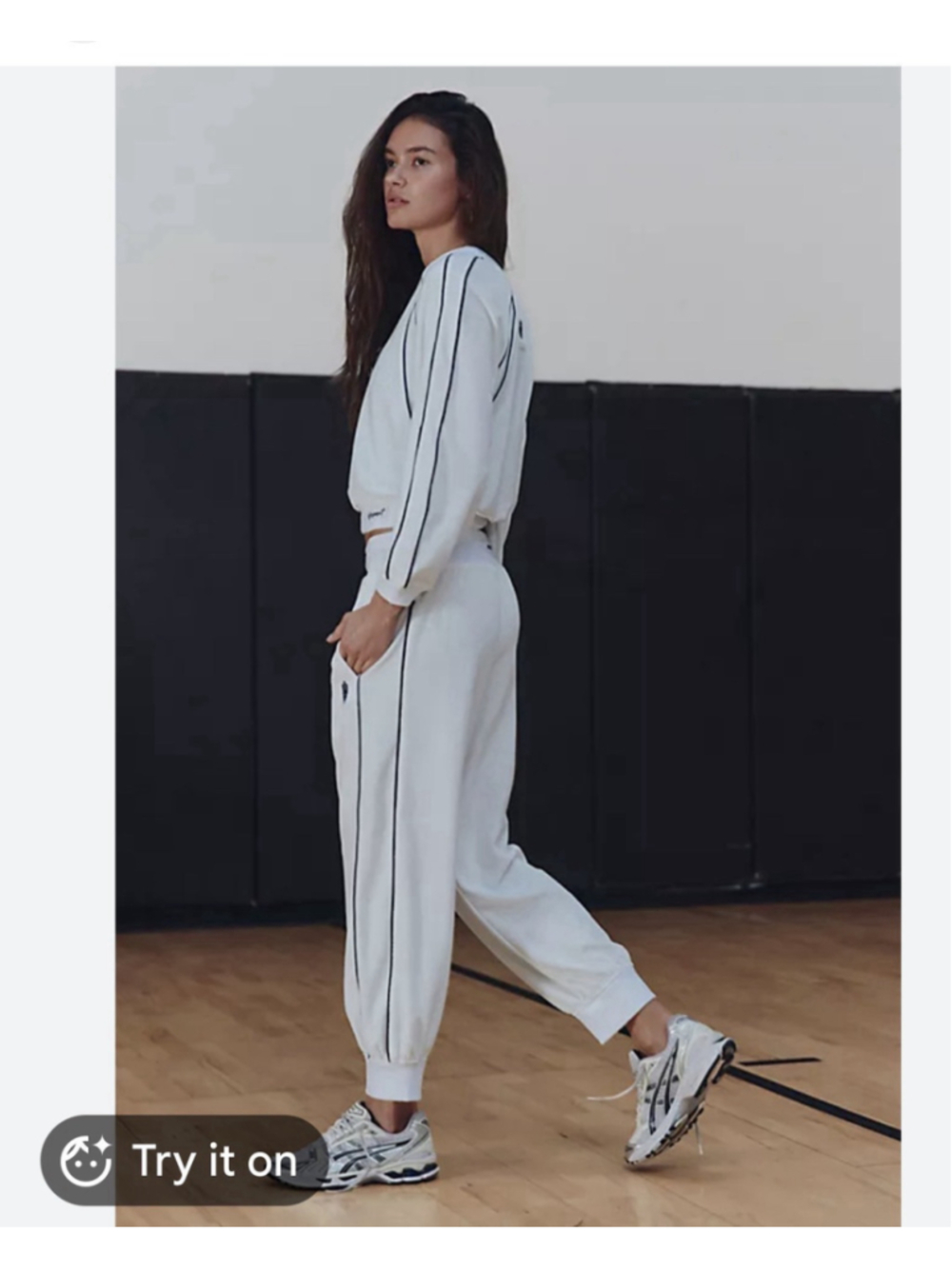 NWT FREE PEOPLE FP Movement Chalet Pants Joggers Top Sweat Velour White Bl S H19